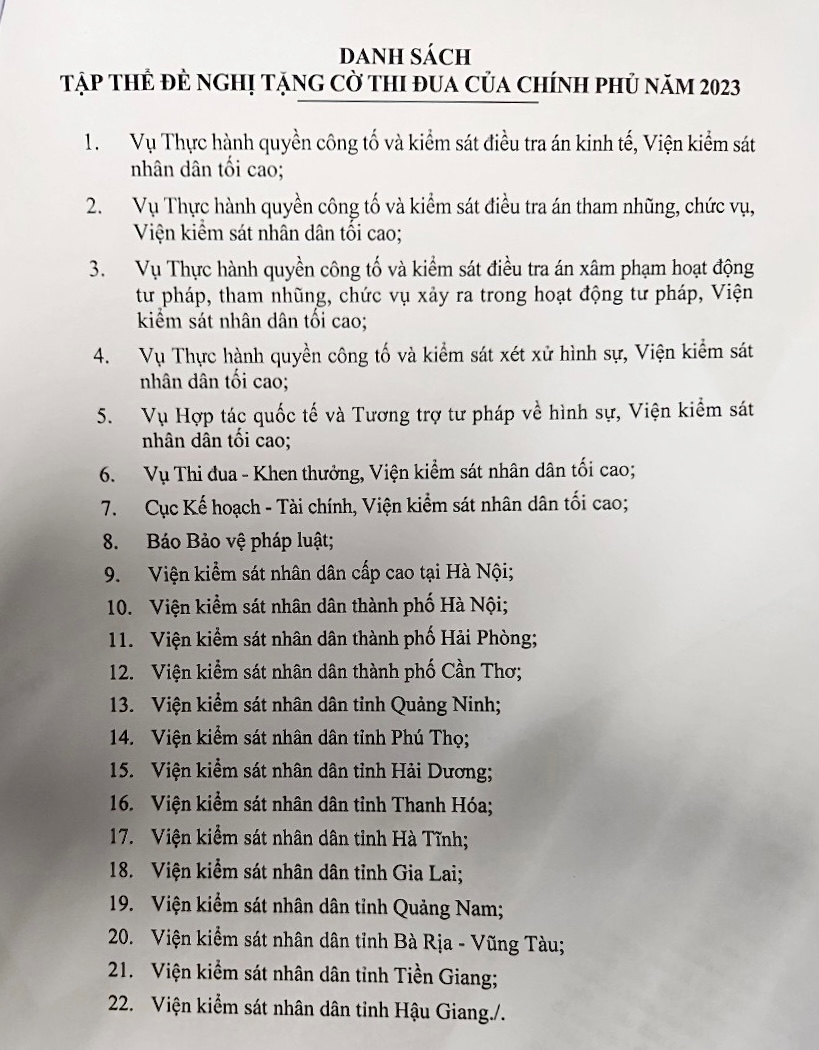 Lấy ý kiến nhân dân đối với tập thể được đề nghị tặng Cờ thi đua của Chính phủ