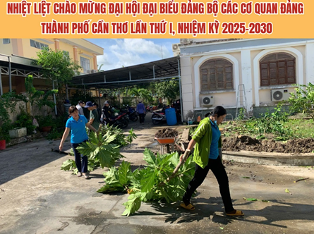 VKSND Khu vực 4 - Cần Thơ tổ chức lao động, vệ sinh cơ quan “xanh - sạch - đẹp” chào mừng Đại lễ 02/9