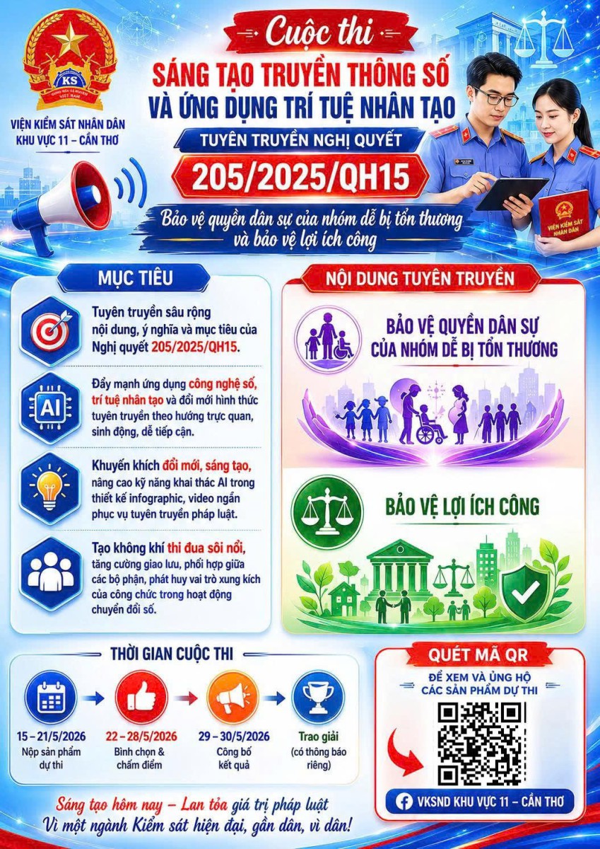 VKSND Khu vực 11 - Cần Thơ:  Lan tỏa Nghị quyết 205/2025/QH15 trên môi trường số bằng tư duy đổi mới và sáng tạo